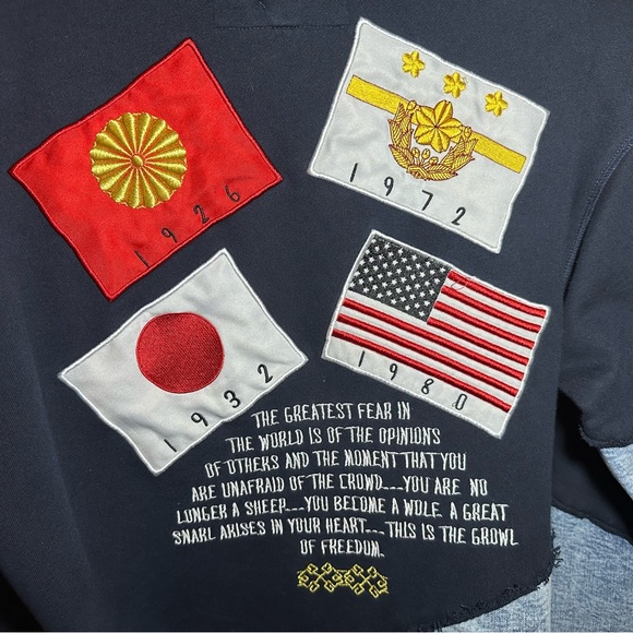 Very Rare- Iro Ochi Blue Half Denim Honshu WLVS JPN Embroidered Hoodie Size L - Picture 11 of 16